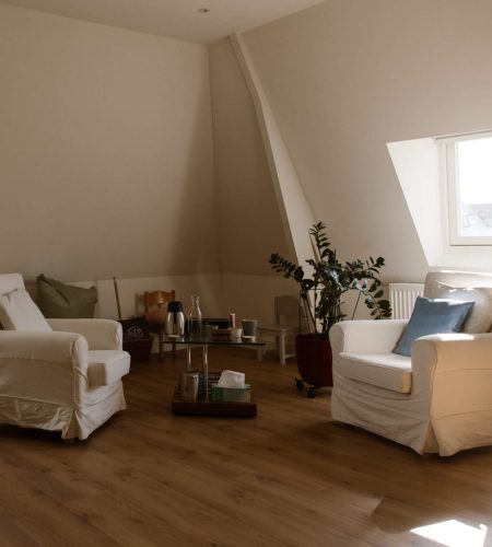 Charlotte zitruimte (klein) Delphinium praktijkruimte met 2 comfortabele fauteuil.
